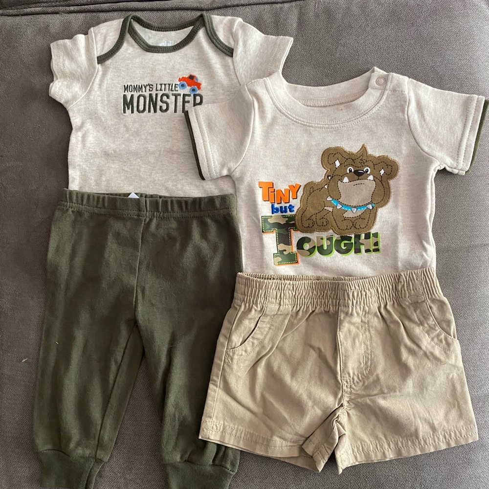 4 pack 0-3 month boys clothes